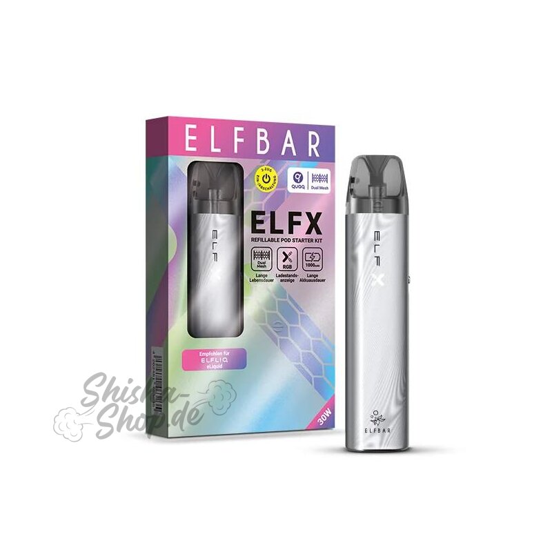 Elfbar ElfX E-Zigaretten Akkutrgerset Silver  1000 mAh, Airflow-Con,  11,95