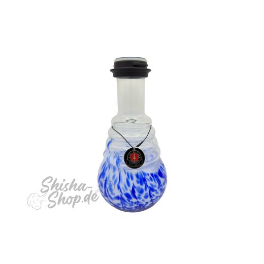 Amy Shisha - Ersatzglas Zuri Line Schwarzes Gewinde - Blau Weiß