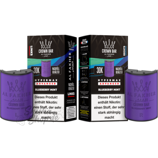 Al Fakher Crown Bar 30K Hypermax Advanced POD 2er Pack - Blueberry Mint