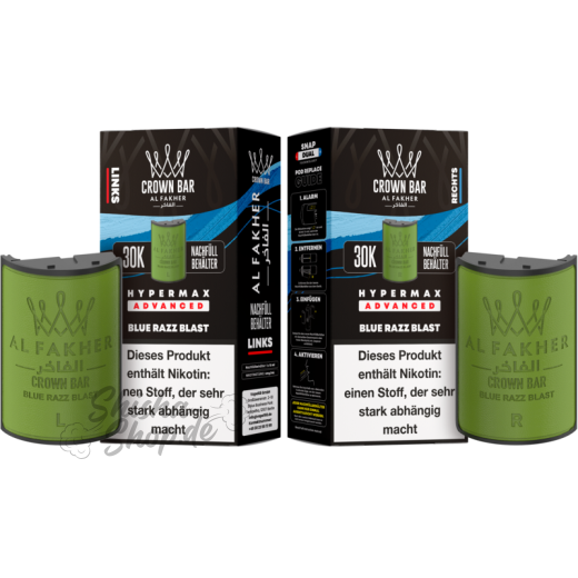 Al Fakher Crown Bar 30K Hypermax Advanced POD 2er Pack - Blue Razz Blast