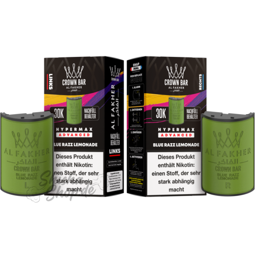 Al Fakher Crown Bar 30K Hypermax Advanced POD 2er Pack - Bluerazz Lemonade