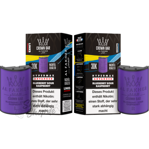 Al Fakher Crown Bar 30K Hypermax Advanced POD 2er Pack - Blueberry Sour Raspberry
