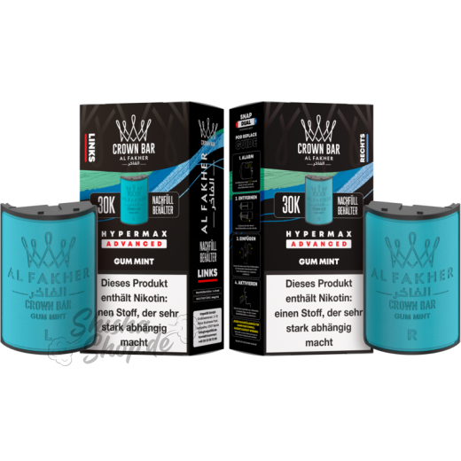 Al Fakher Crown Bar 30K Hypermax Advanced POD 2er Pack - Gum Mint