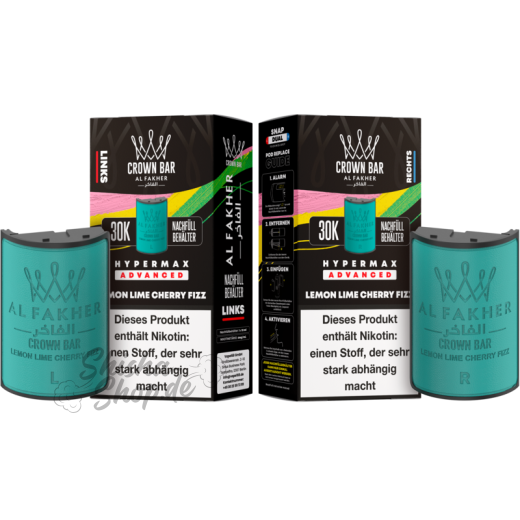 Al Fakher Crown Bar 30K Hypermax Advanced POD 2er Pack - Lemon Lime Cherry Fizz