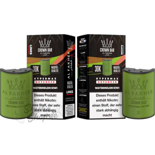 Al Fakher Crown Bar 30K Hypermax Advanced POD 2er Pack - Watermelon Kiwi