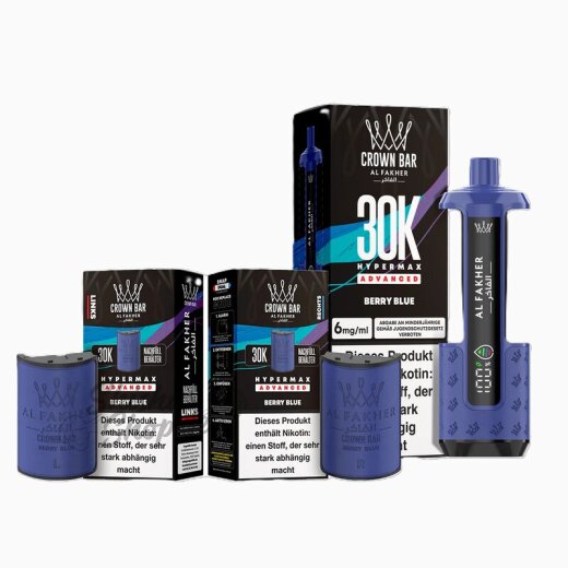 Al Fakher Crown Bar 30K Hypermax Advanced KIT SPARSET - Berry Blue
