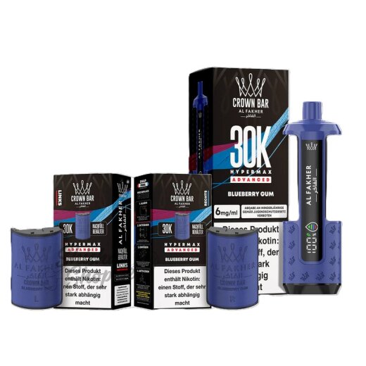 Al Fakher Crown Bar 30K Hypermax Advanced KIT SPARSET - Blueberry Gum