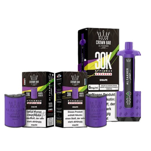 Al Fakher Crown Bar 30K Hypermax Advanced KIT SPARSET - Grape