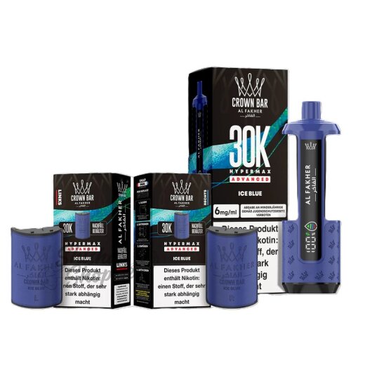 Al Fakher Crown Bar 30K Hypermax Advanced KIT SPARSET - Ice Blue