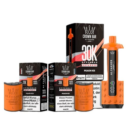 Al Fakher Crown Bar 30K Hypermax Advanced KIT SPARSET - Peach Ice