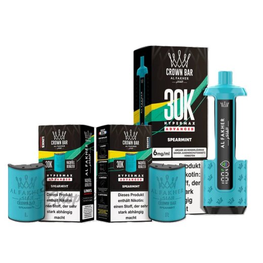 Al Fakher Crown Bar 30K Hypermax Advanced KIT SPARSET - Spearmint
