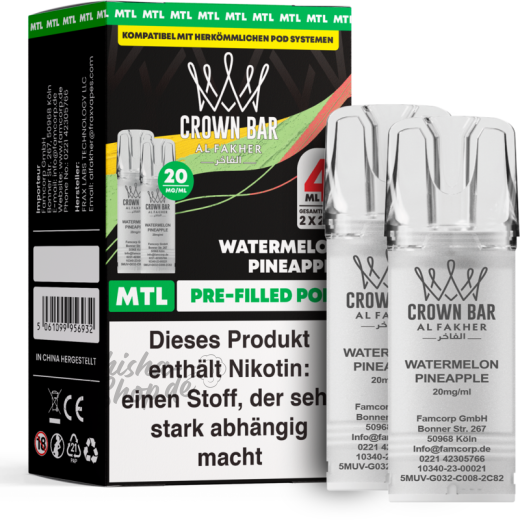 Al Fakher Crown Bar 600 (MTL) 2er POD - Watermelon Pineapple