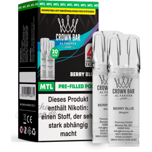 Al Fakher Crown Bar 600 (MTL) 2er POD - Berry Blue