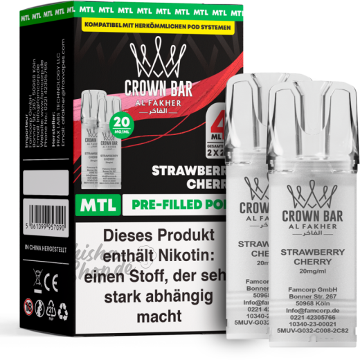 Al Fakher Crown Bar 600 (MTL) 2er POD - Strawberry Cherry