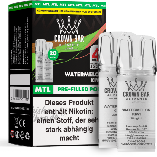 Al Fakher Crown Bar 600 (MTL) 2er POD - Watermelon Kiwi