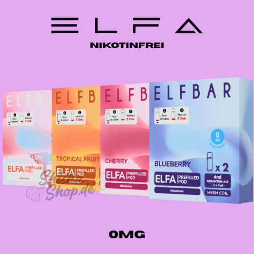 ELFBAR ELFA PODS Nikotinfrei 0mg - Alle Sorten