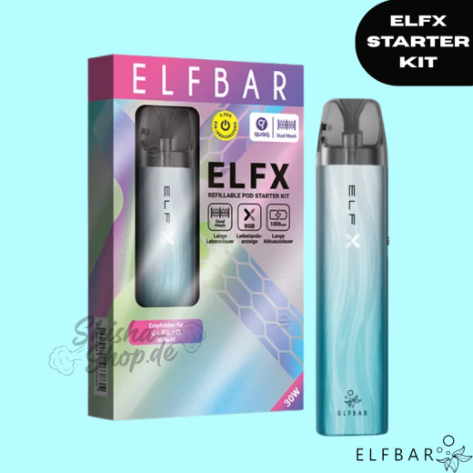 ELFBAR ELFX Refillable Pod Starter Kit - Silver Blue
