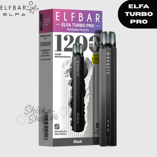 ELFBAR ELFA TURBO PRO - Black - REFILLABLE POD KIT