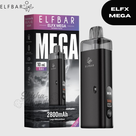 ELFBAR ELFX MEGA - Black - Refillable Pod Starter KIT