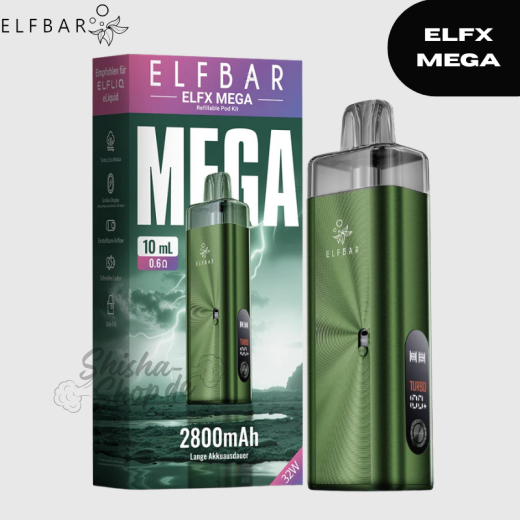 ELFBAR ELFX MEGA - Green - Refillable Pod Starter KIT