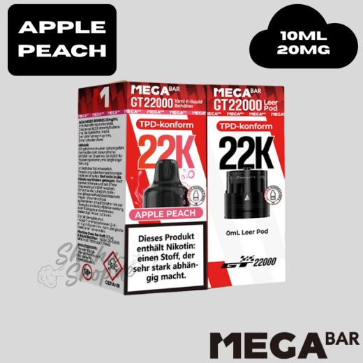 MEGABAR - APPLE PEACH - GT 22000 Pod + Leerpod