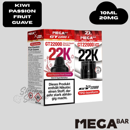 MEGABAR - KIWI PASSIONFRUIT GUAVA - GT 22000 Pod + Leerpod
