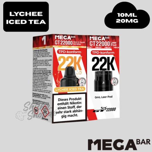 MEGABAR - LYCHEE ICED TEA - GT 22000 Pod + Leerpod