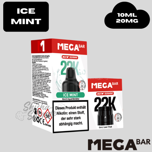 MEGABAR - ICE MINT - GT 22000 Pod + Leerpod