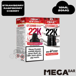 MEGABAR - STRAWBERRY RASPBERRY CHERRY - GT 22000 Pod +...