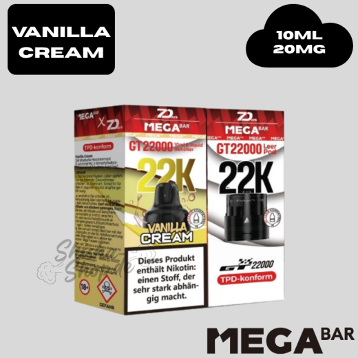 MEGABAR - VANILLA CREAM - GT 22000 Pod + Leerpod